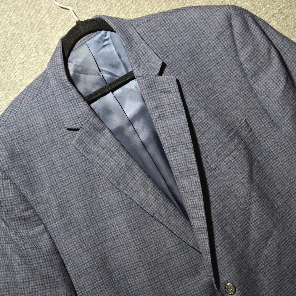 Ralph Lauren Men's Blazer Sport Coat 52R Navy Blue Windowpane Plaid Check